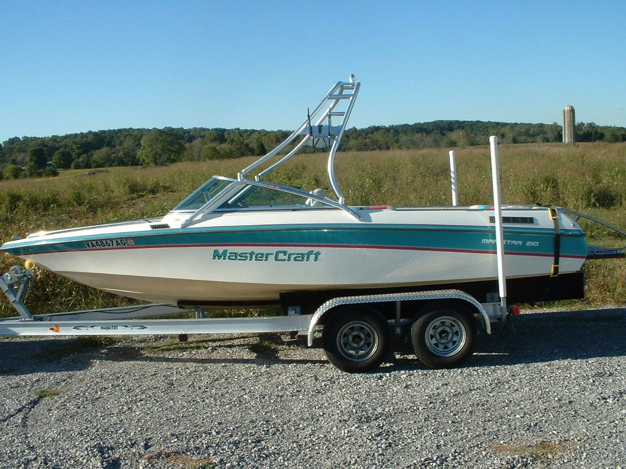 main view 90 -92 mastercraft maristar 210 OB with new dimension towers wake board tower